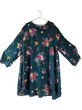 Old Navy Green Floral Babydoll Dress Size XXL